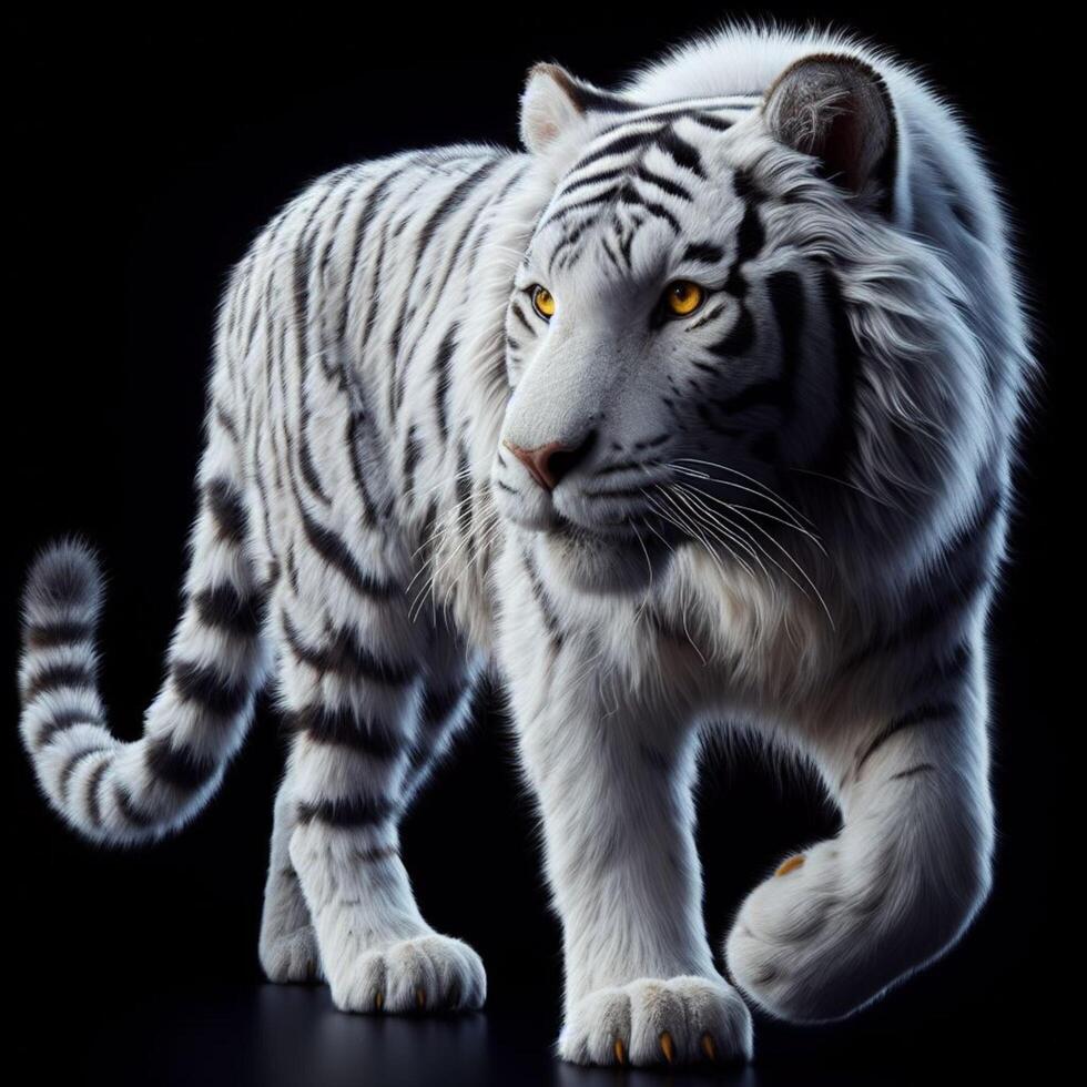 White tiger with black background photo