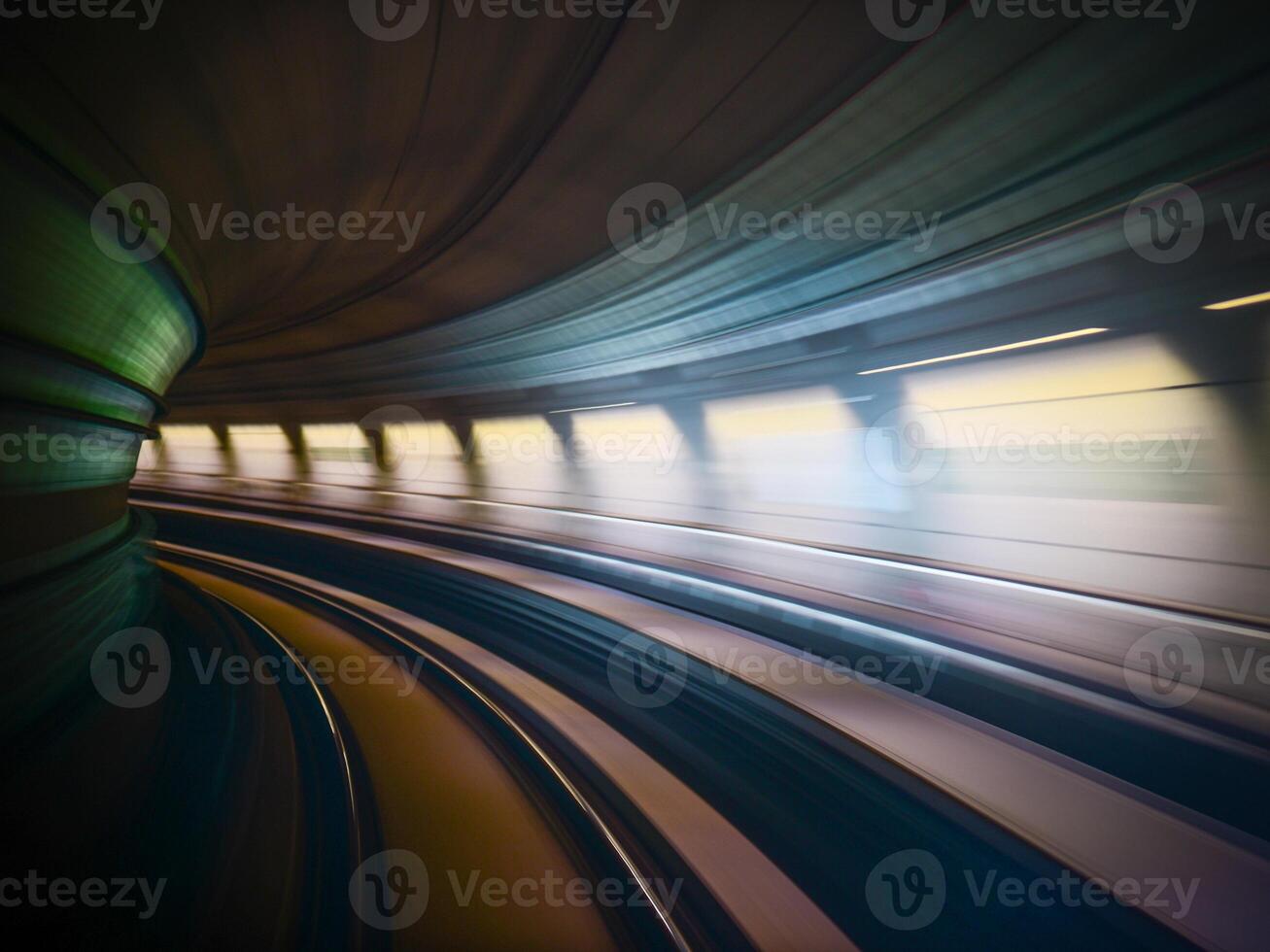 Underground train tunnel in motion photo
