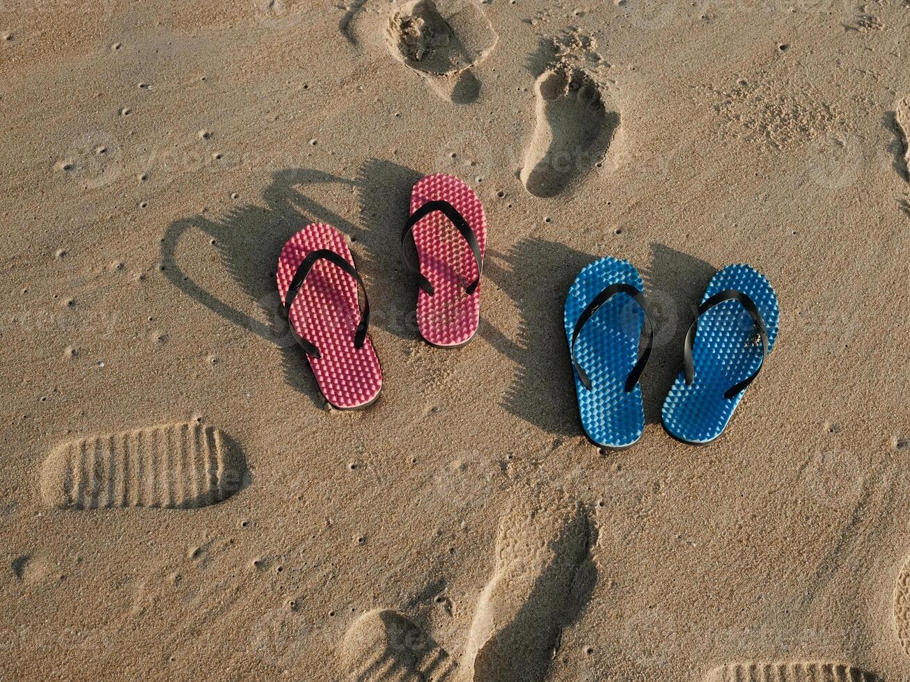 Flip flops on the beach photo
