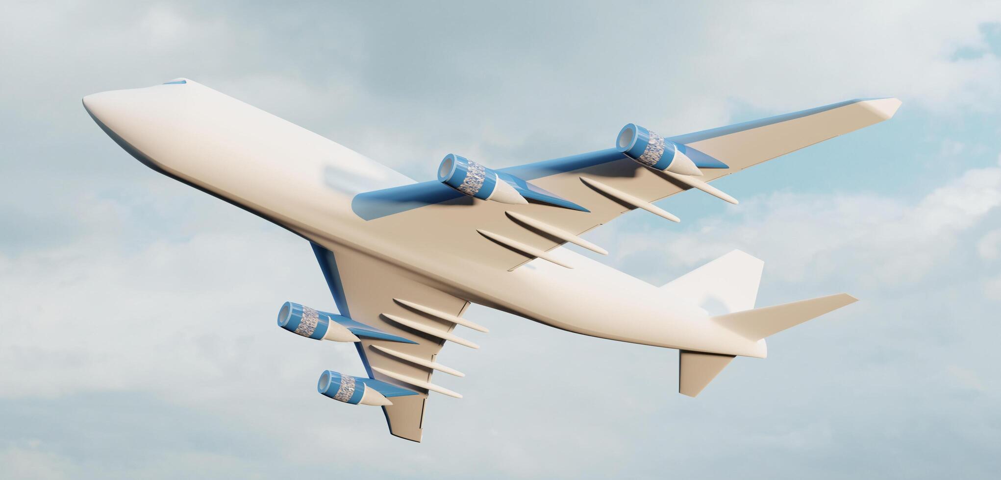 airplane flying in the sky cloudy sky 3D illustration photo