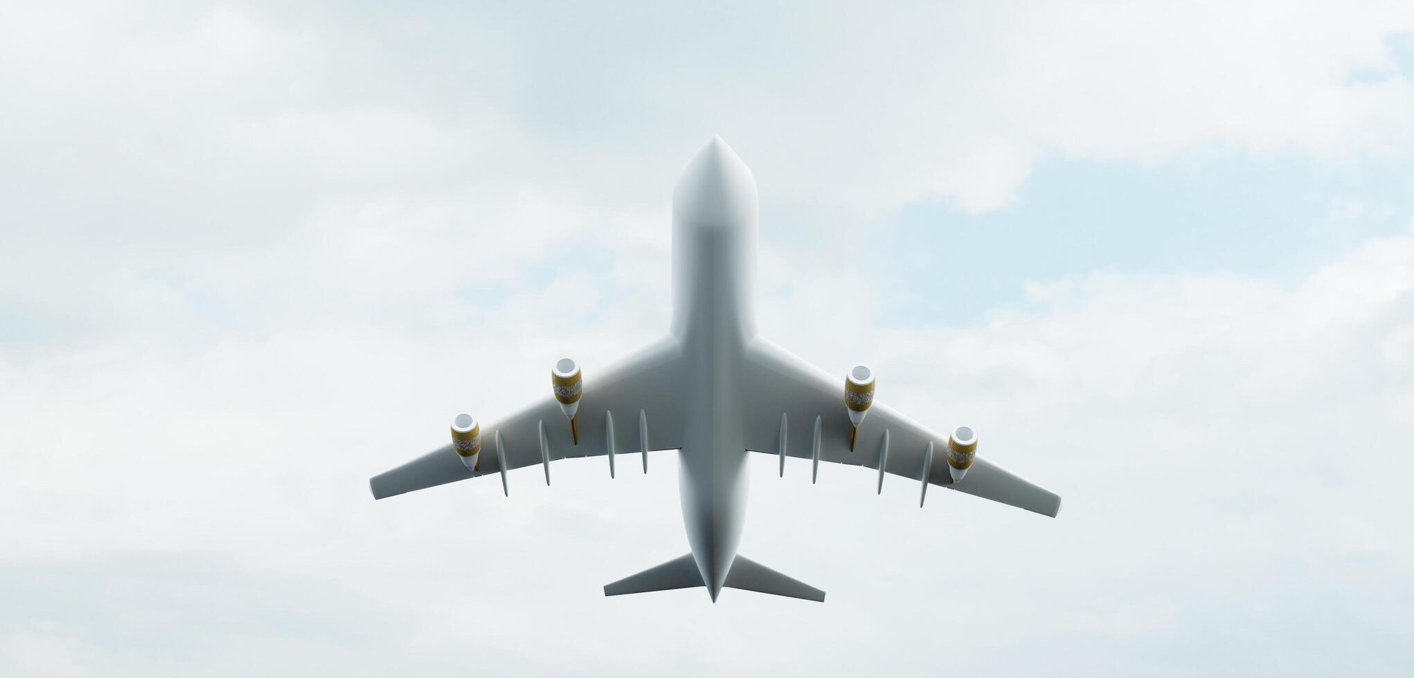 airplane flying in the sky cloudy sky 3D illustration photo