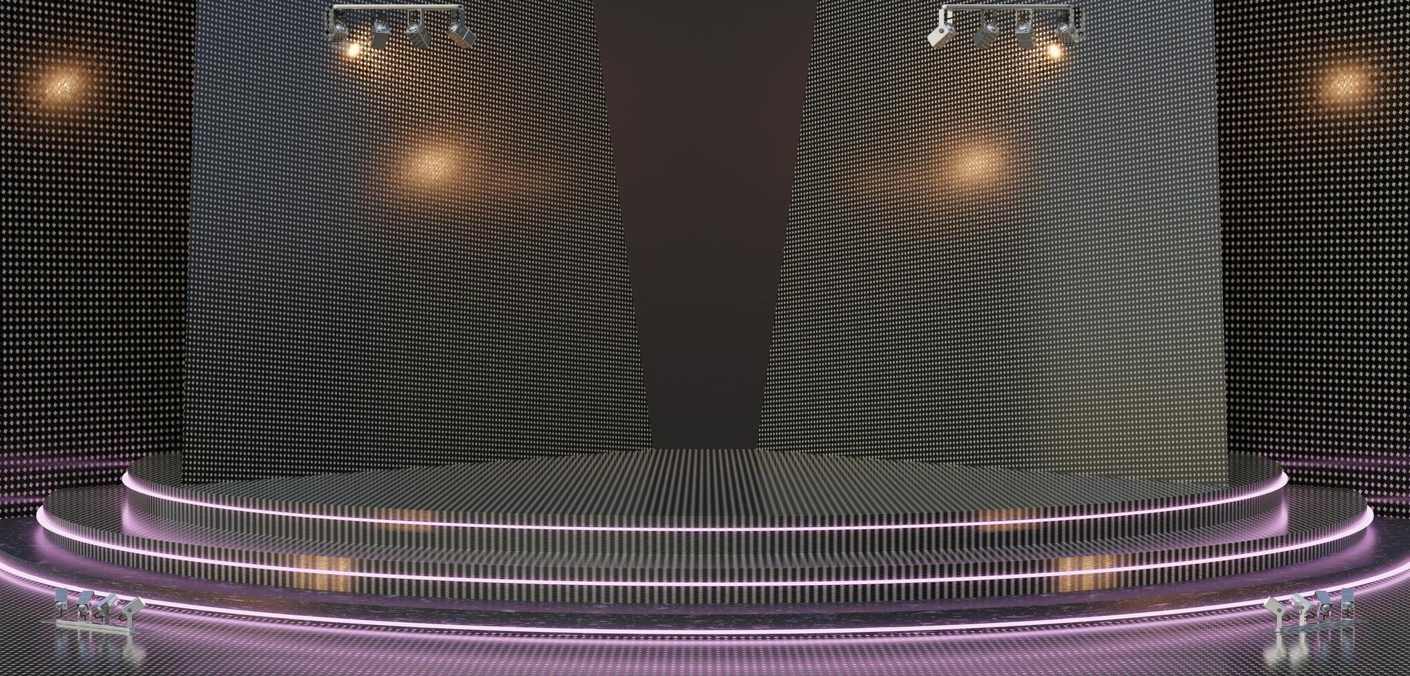 semicircular stage spotlight shines 3D illustration photo