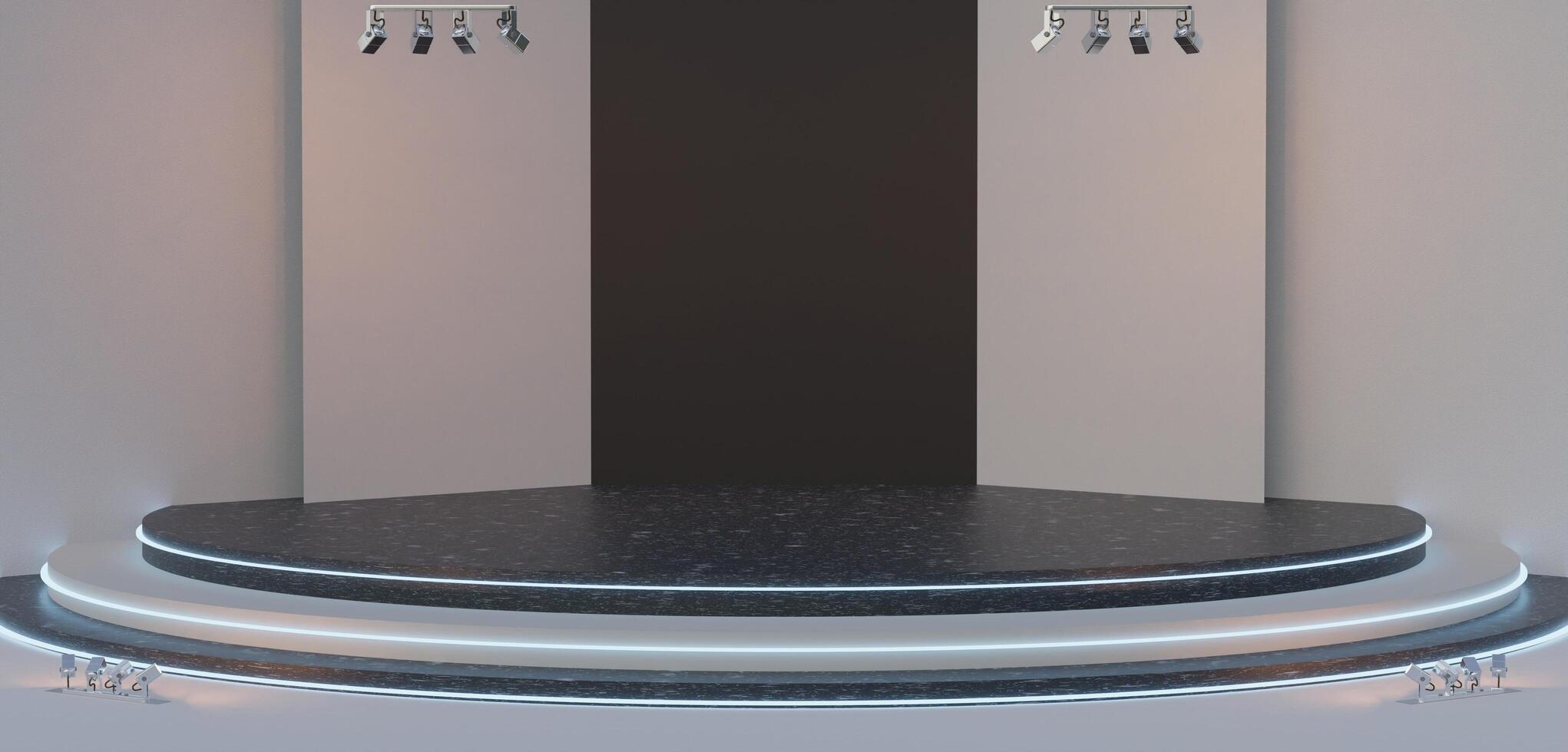 semicircular stage spotlight shines 3D illustration photo