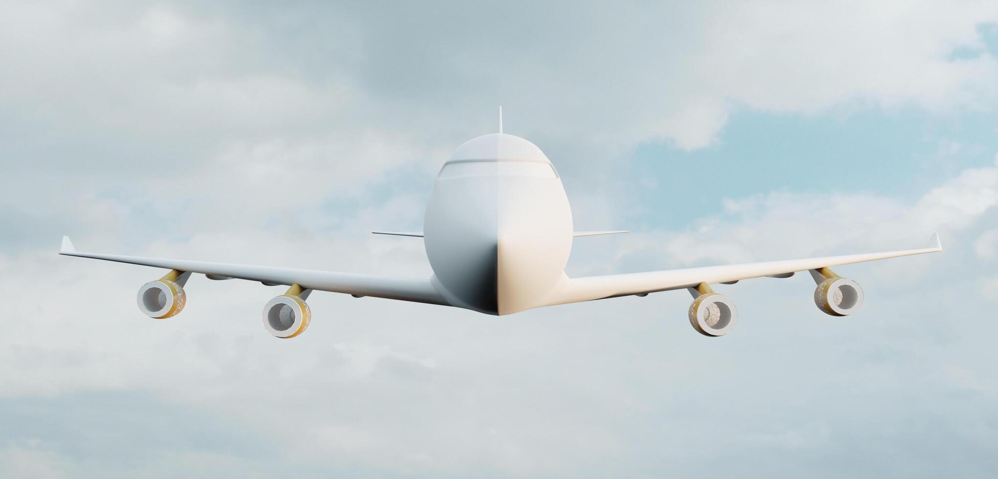 airplane flying in the sky cloudy sky 3D illustration photo
