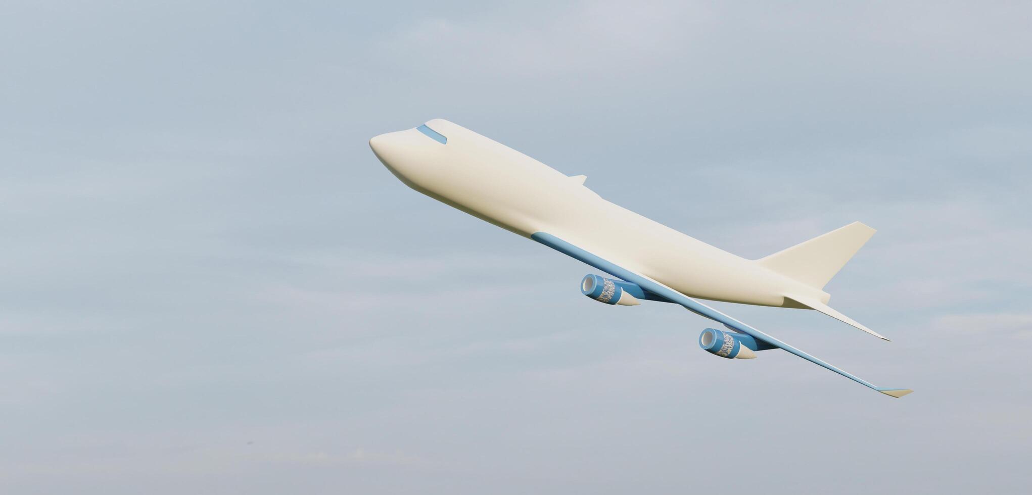 airplane flying in the sky cloudy sky 3D illustration photo