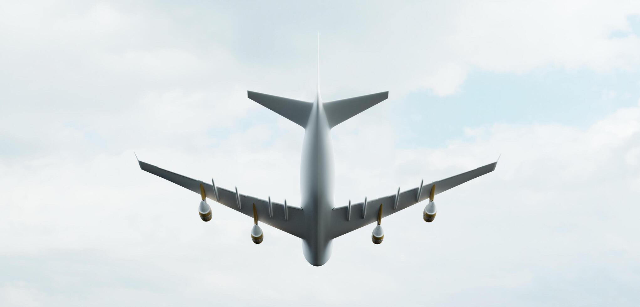 airplane flying in the sky cloudy sky 3D illustration photo