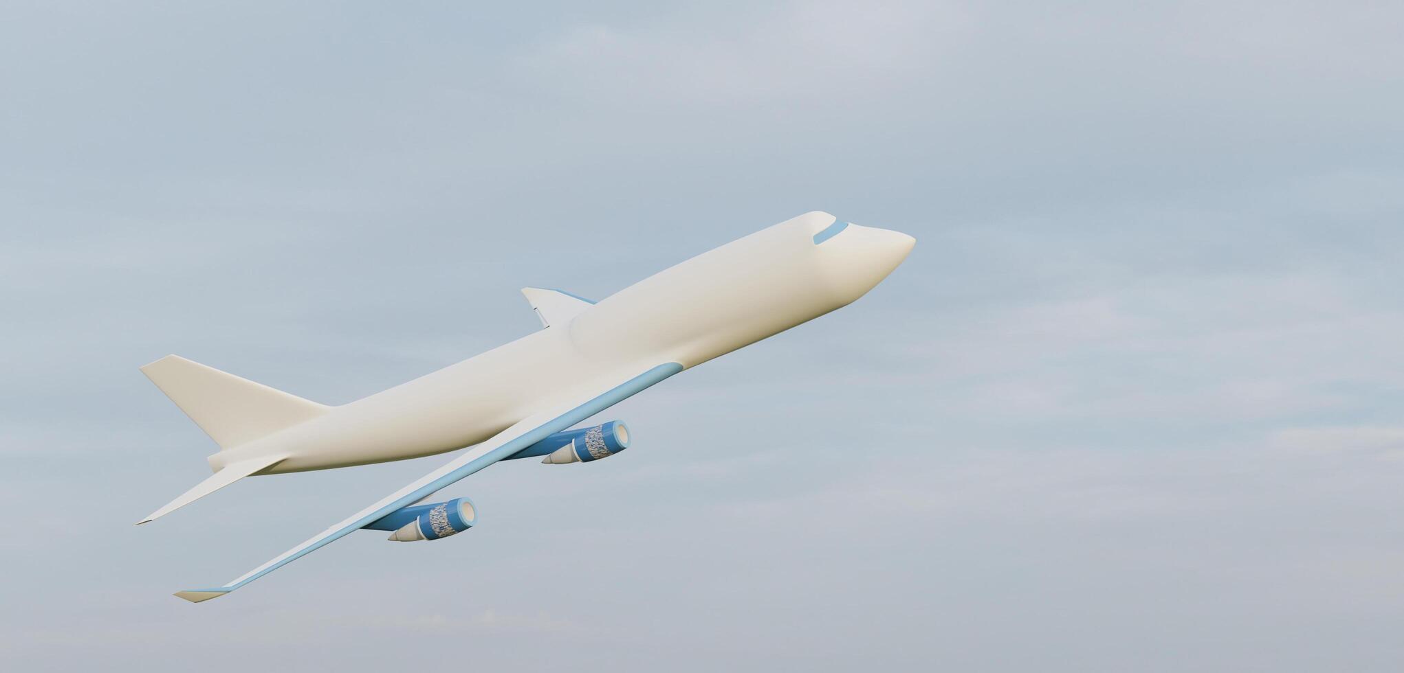 airplane flying in the sky cloudy sky 3D illustration photo