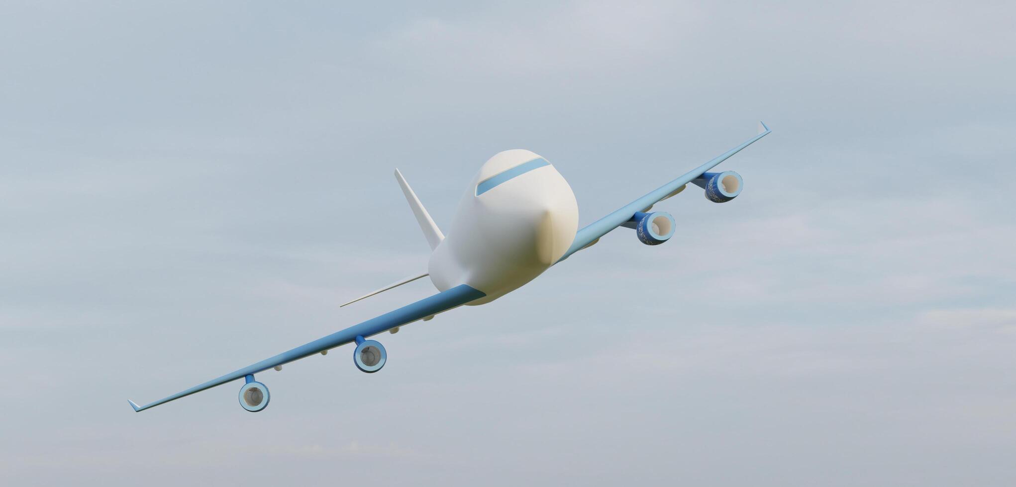 airplane flying in the sky cloudy sky 3D illustration photo