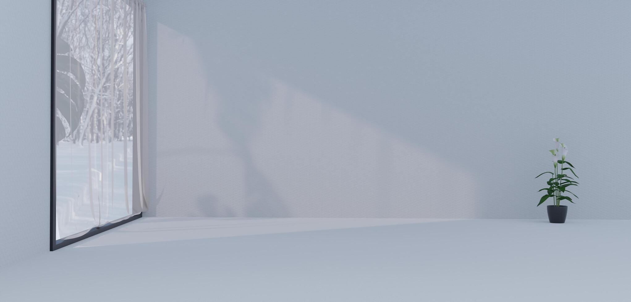 A room with a window an open room light shining into the room 3D illustration photo