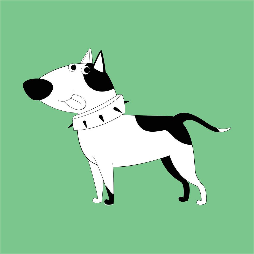 a cartoon dog with a collar on a green background vector