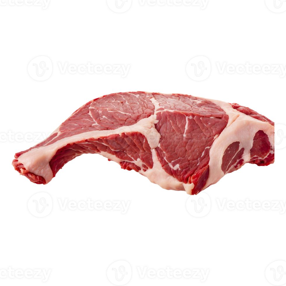 Fresh Raw Meat Suspended on Transparent Background png