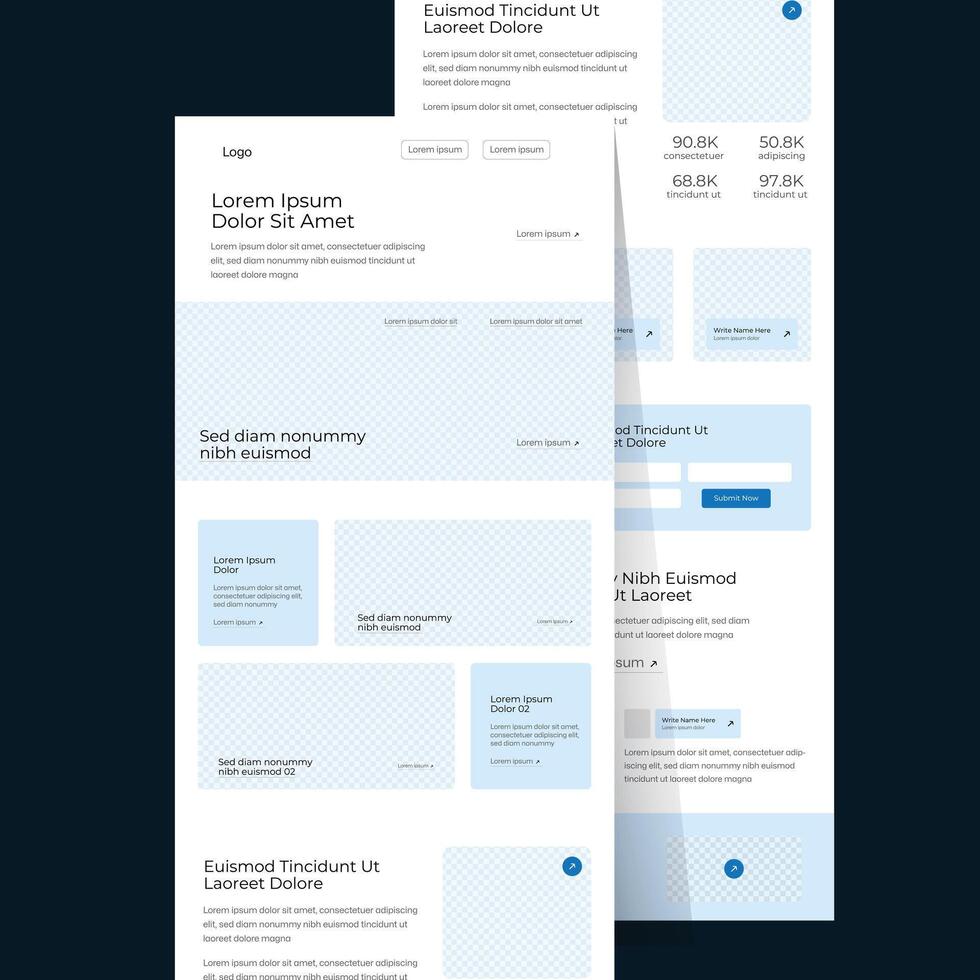 Landing page template. One-page website design template for business. website wireframe. Flat modern responsive design template vector