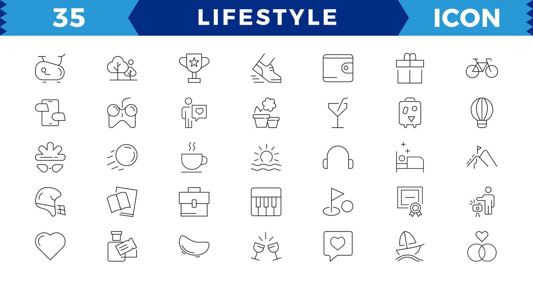 Pixel Perfect Lifestyle web icon set in line style. Healthcare, healthy lifestyle, health, diet, healthy food, exercise, sleep, collection. vector