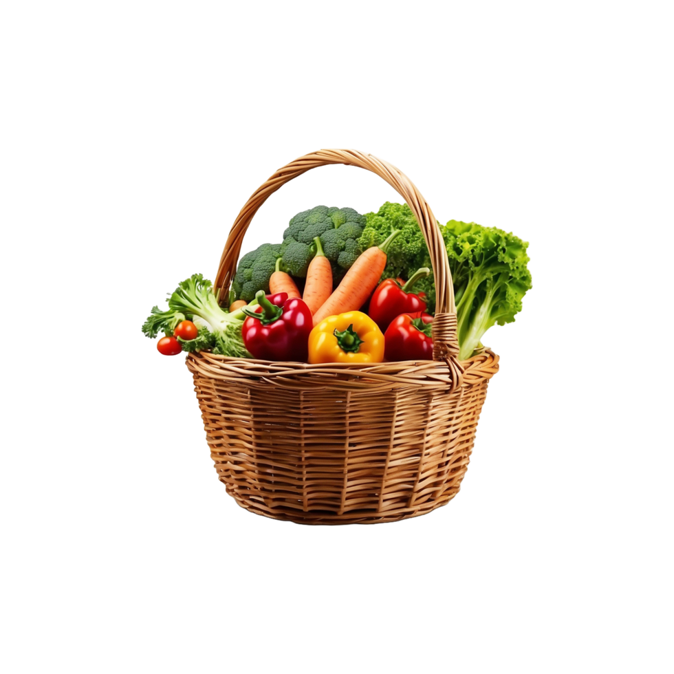 Healthy food in basket. different fruits and vegetables, Potatoes, tomatoes, onions, isolated On A transparent Background png