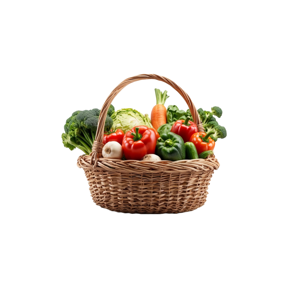 Healthy food in basket. different fruits and vegetables, Potatoes, tomatoes, onions, isolated On A transparent Background png