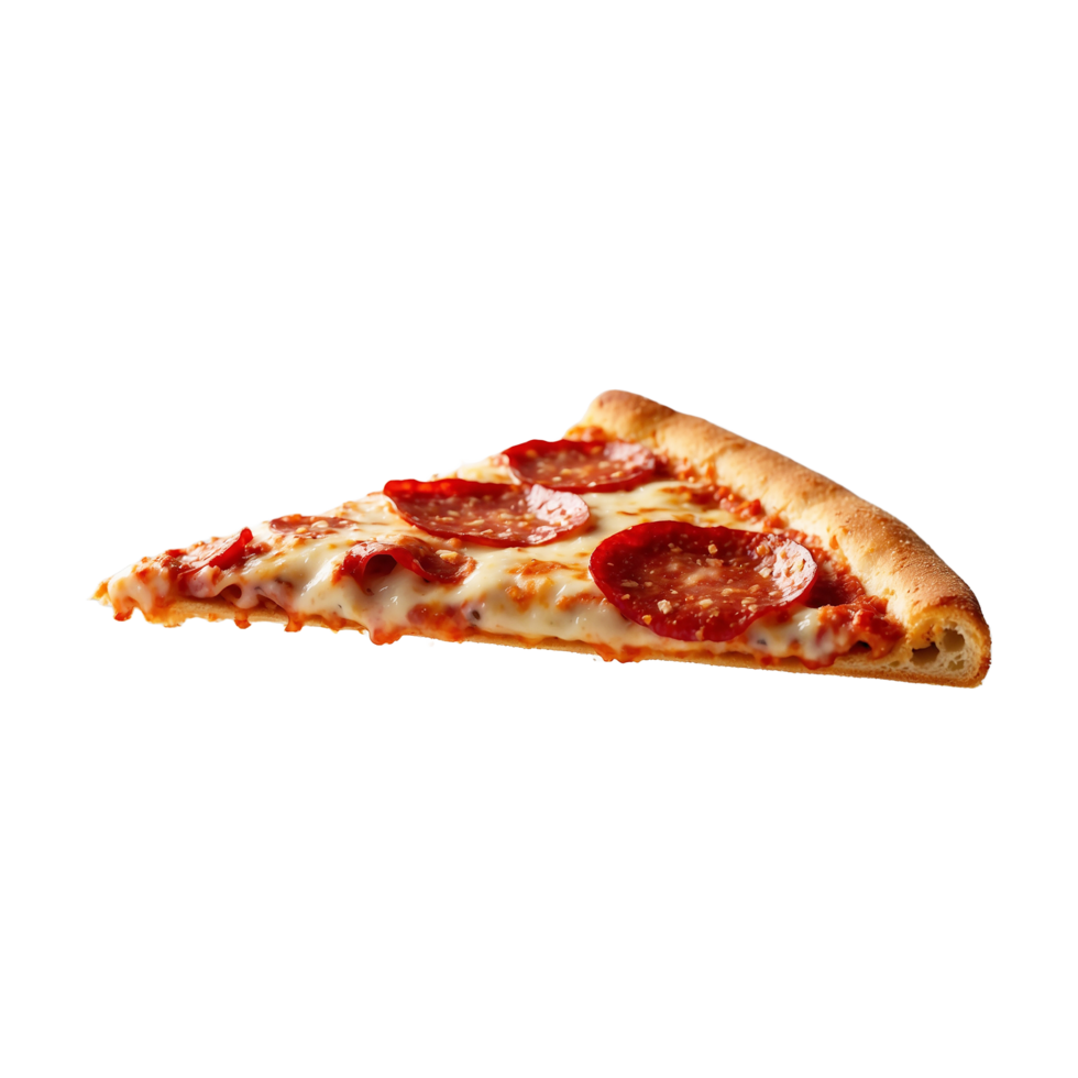 Delicious Ultimate Cheese Hot Spicy slice of Hawaiian pizza flying Isolated On Transparent Background png