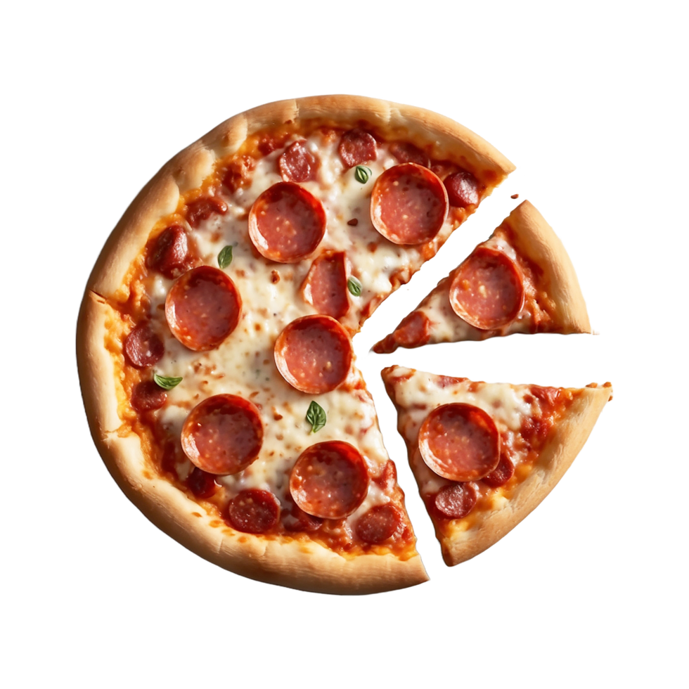 Delicious Hot Tasty Spicy Cheese Pizza slice flying Isolated On Transparent Background png