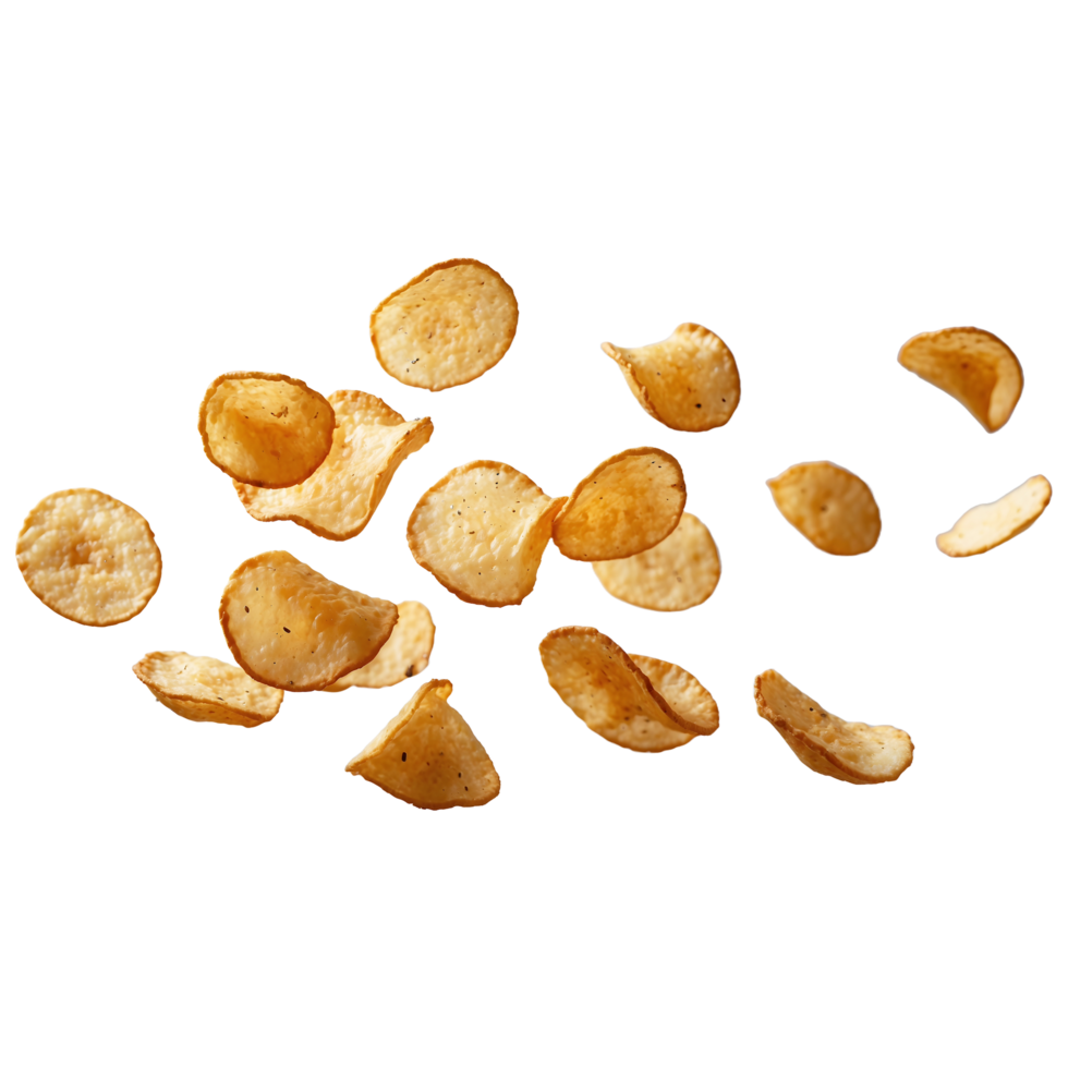Flying Crispy Chips Isolated on Transparent Background png