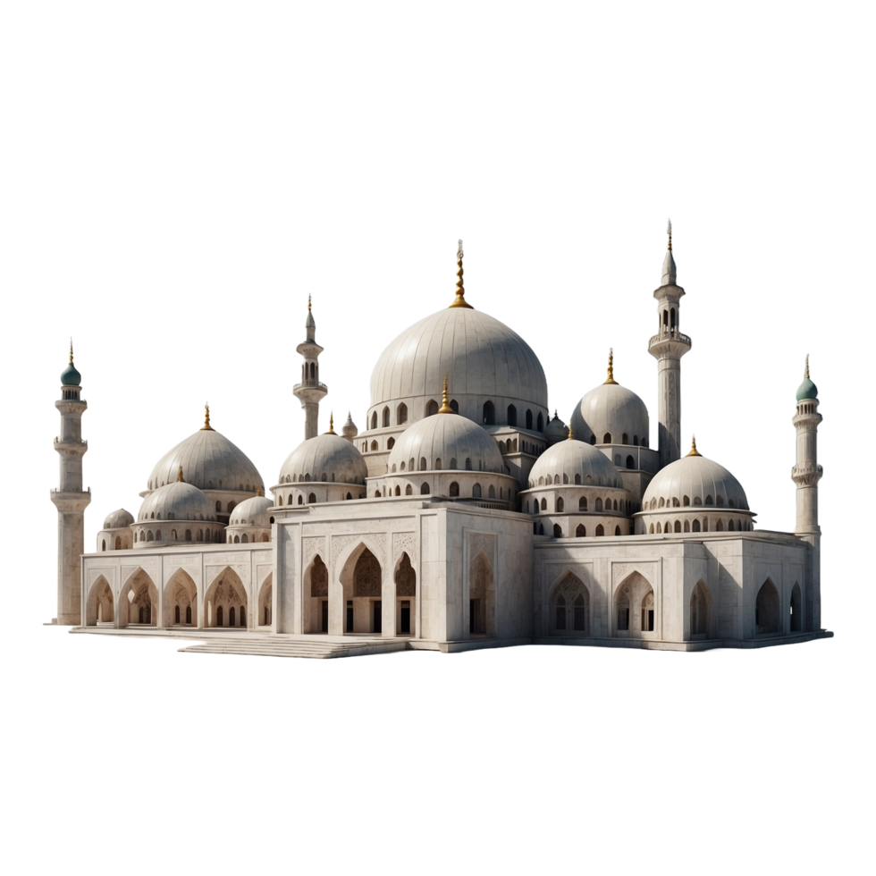 Realistic Mosque with islamic architecture isolated on a transparent background png