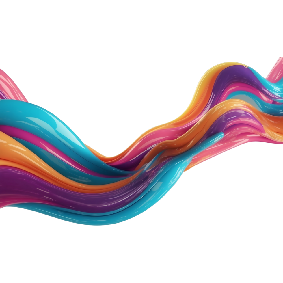 3D Render of Futuristic Colorful Flowing Shape isolated on transparent background png