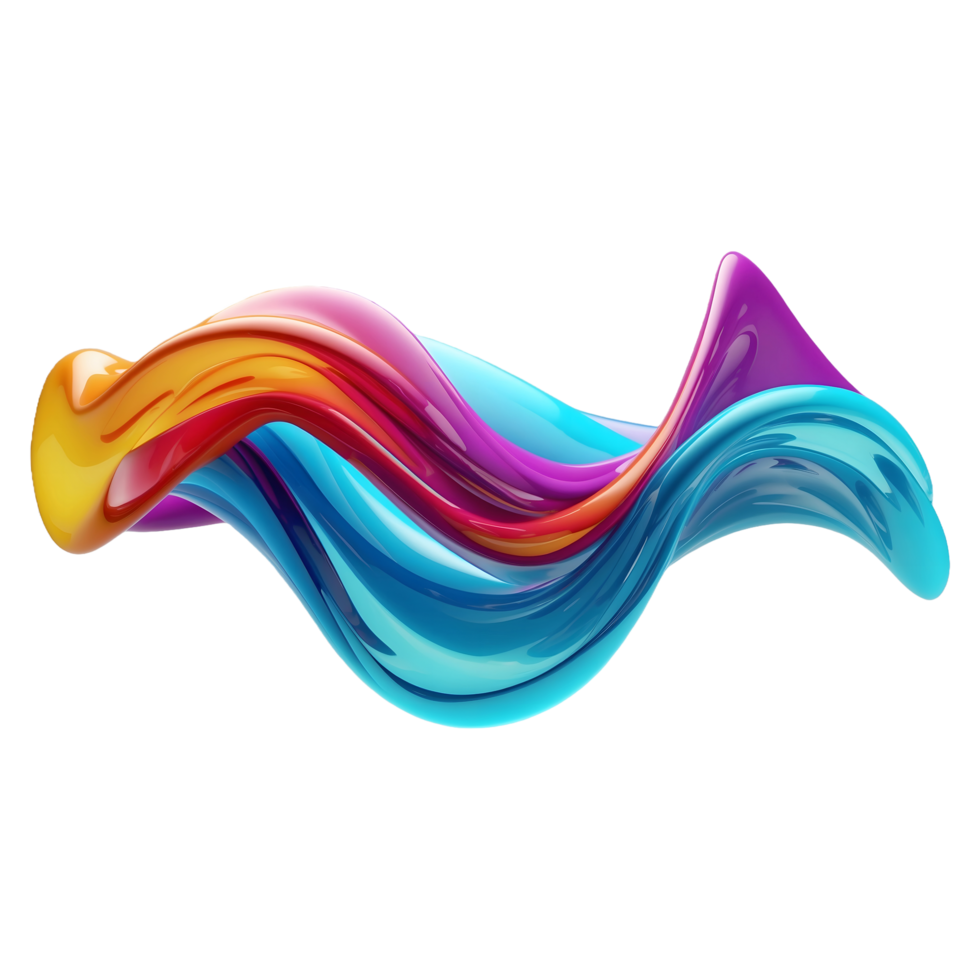 3D Render of Futuristic Colorful Flowing Shape isolated on transparent background png