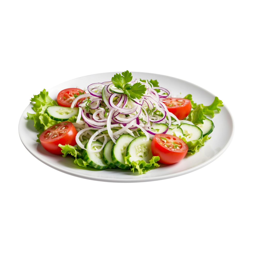 Onion Salad Mix with Tomato Cucumber Lettuce Isolated png