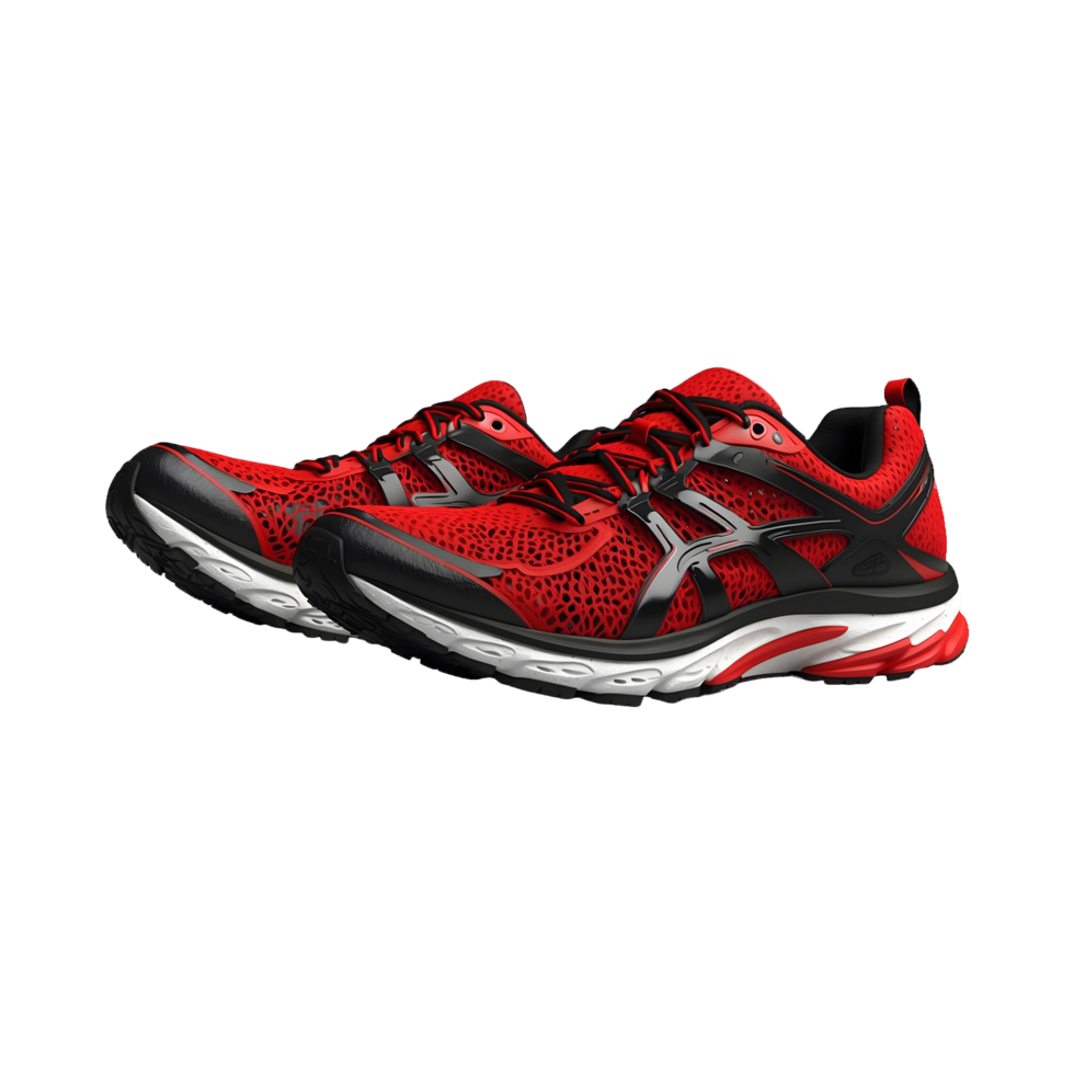 unique and Aesthetically colorful Premium red and black Running Sports shoes, sneakers Isolated on a transparent background png