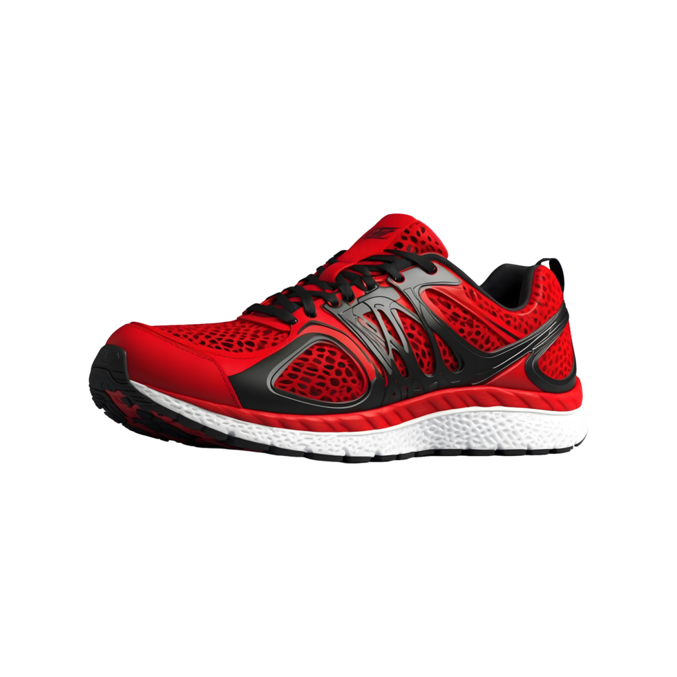 unique and Aesthetically colorful Premium red and black Running Sports shoes, sneakers Isolated on a transparent background png
