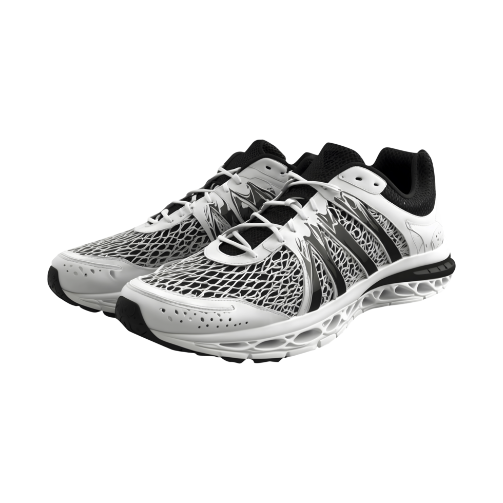 unique and Aesthetically colorful Premium black and white Running Sports shoes, sneakers Isolated on a transparent background png