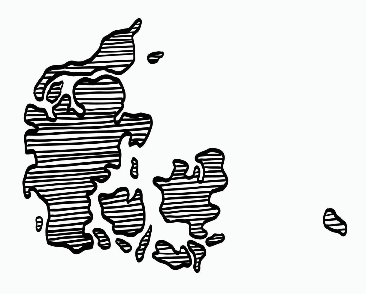 Doodle freehand drawing of Denmark map. vector
