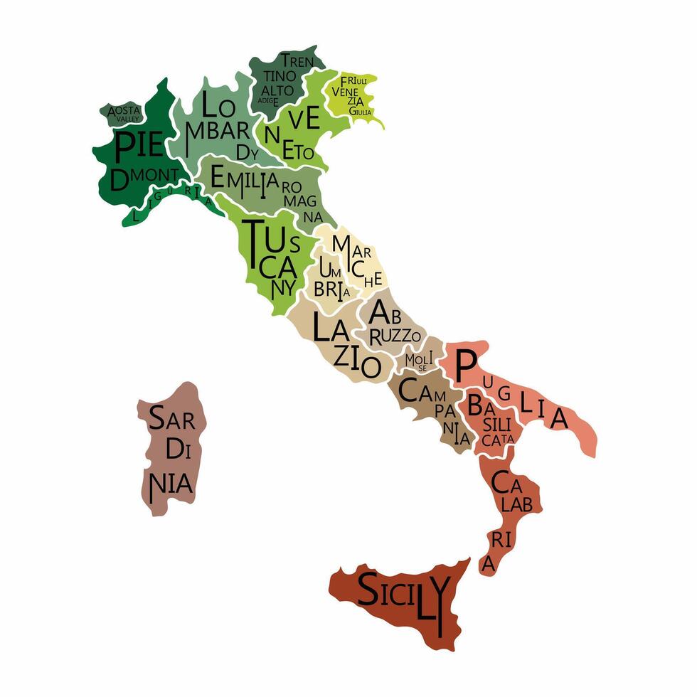 Italy map with province's name doodle freehand drawing. vector