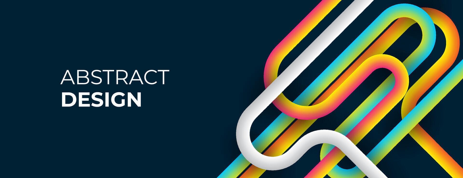abstract design with colorful lines and curves on a dark background vector