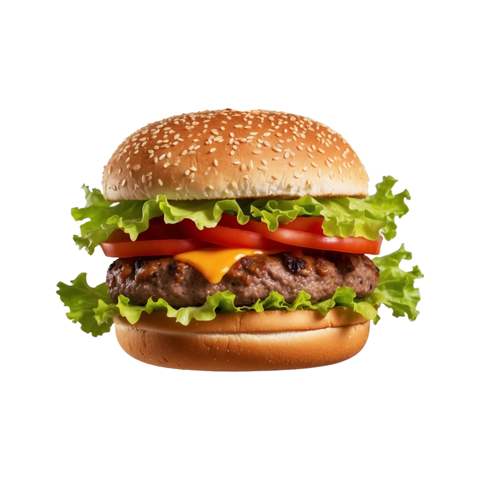 Delicious yummy Cheese hamburger with bacon Isolated on transparent background png