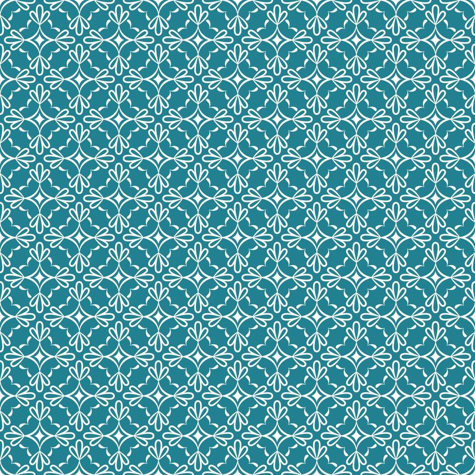 White ornament on blue background. Seamless geometric pattern vector