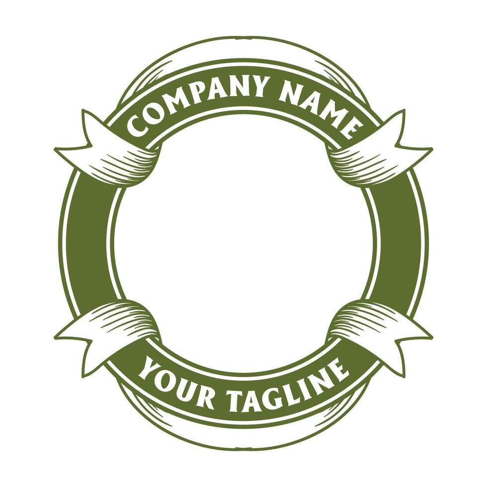 Vintage Retro Blank Circular Ribbon Badge Emblem Stamp Label Design vector