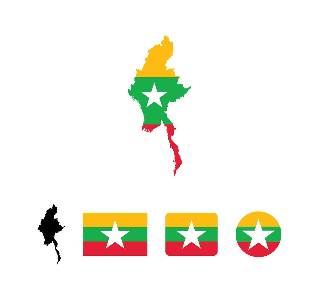 Myanmar flag. Set of Myanmar Flags Collection. vector