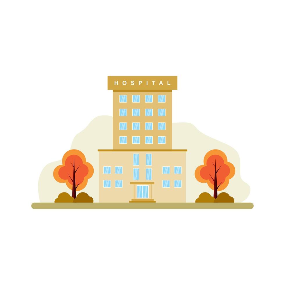 hospital building flat design illustration isolated on white background. building hospital medicine healthcare illustration vector