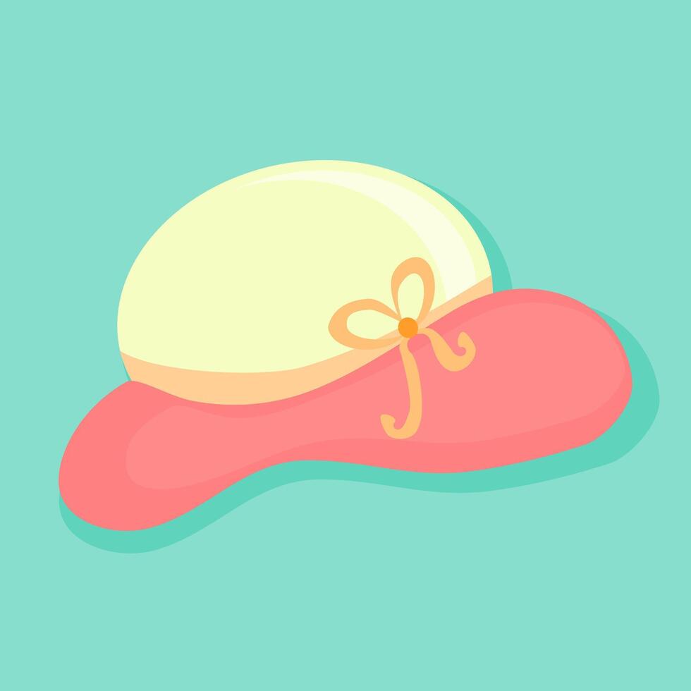 flat cartoon illustration of woman beach hat summer vibe vector