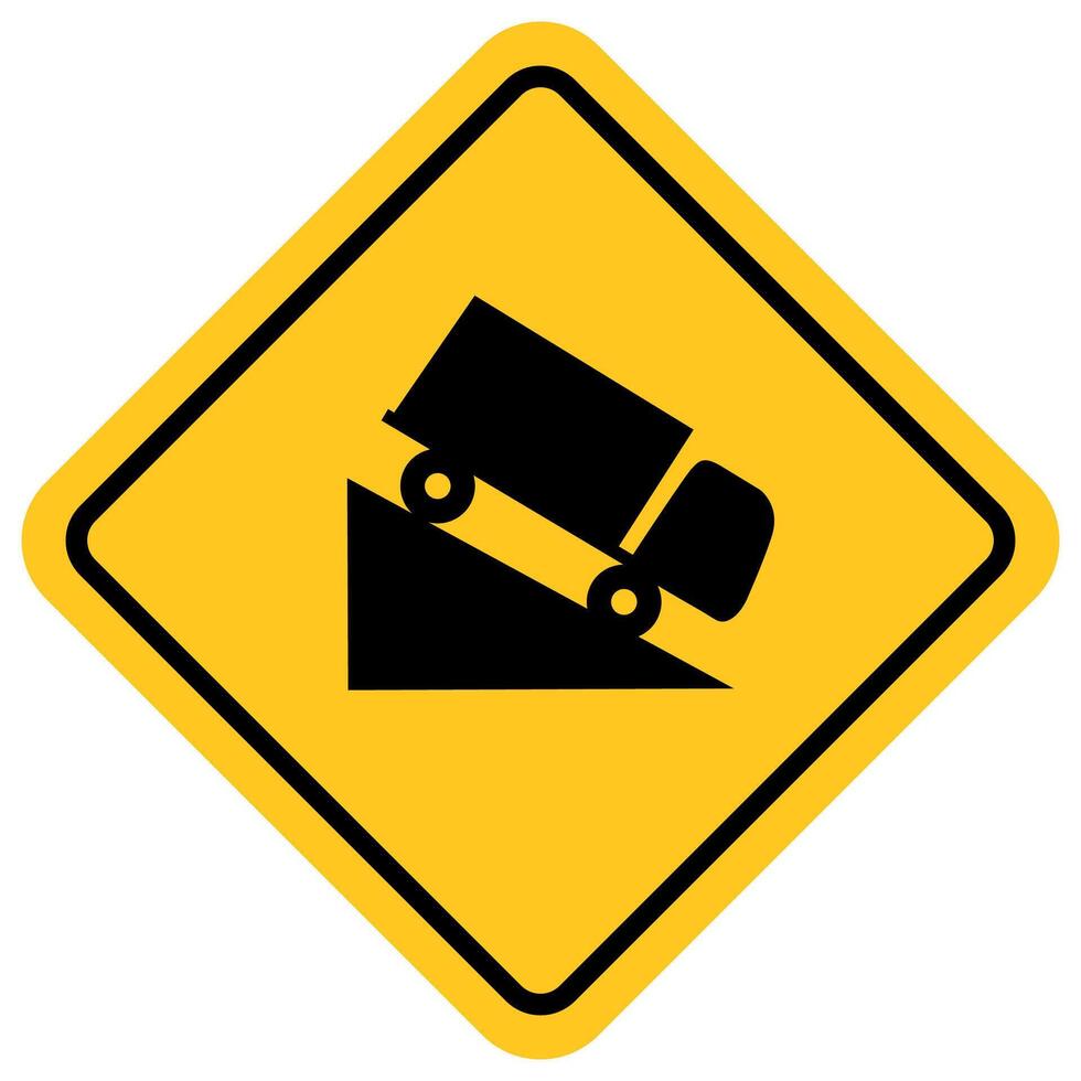 traffic sign, Cautionary beware steep descent vector