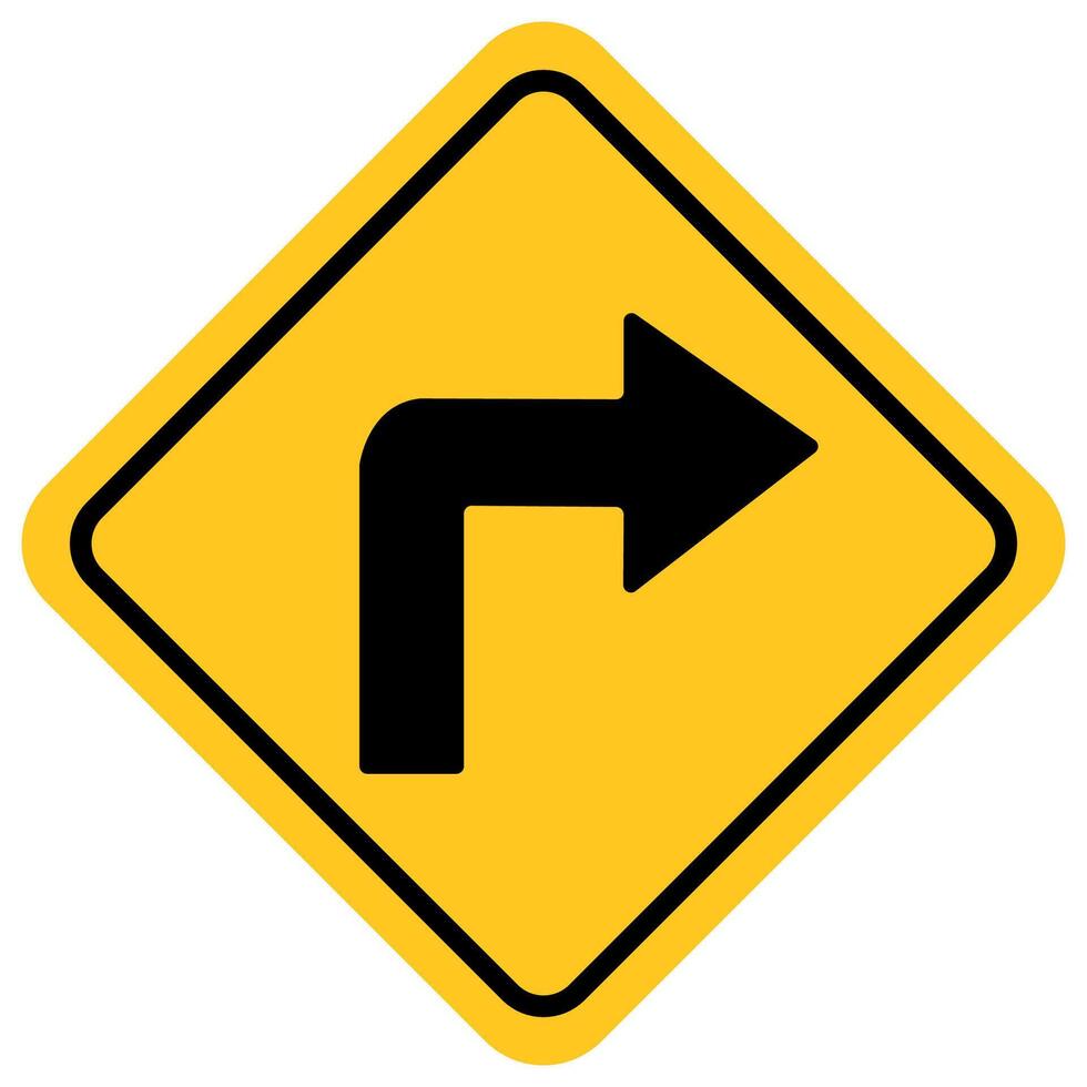 traffic sign, Cautionary beware sharp right curve vector
