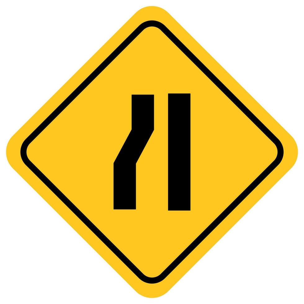 traffic sign, Cautionary beware Left narrow lane vector