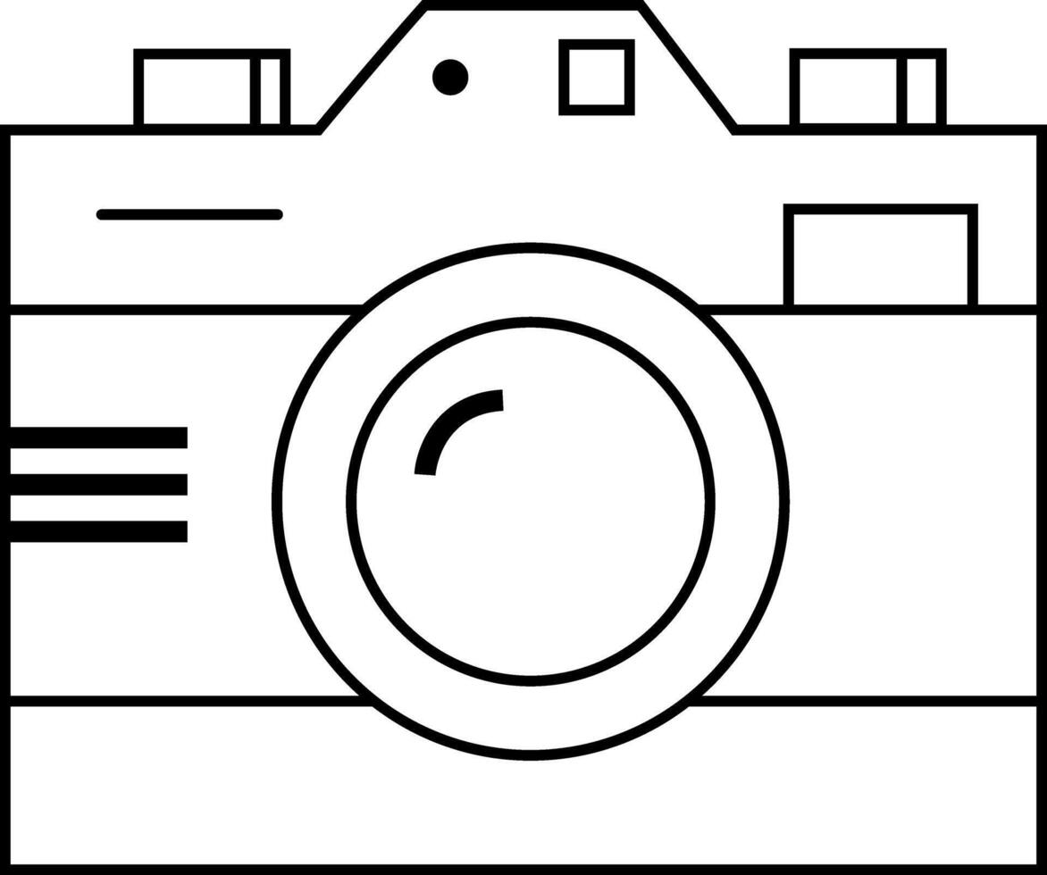 Simple Line Drawing Icon of Retro Camera for Photography Lovers in Black and White Minimalist Style. Hand Drawn Monochrome Camera Illustration. Nostalgic Vintage Design. illustration vector