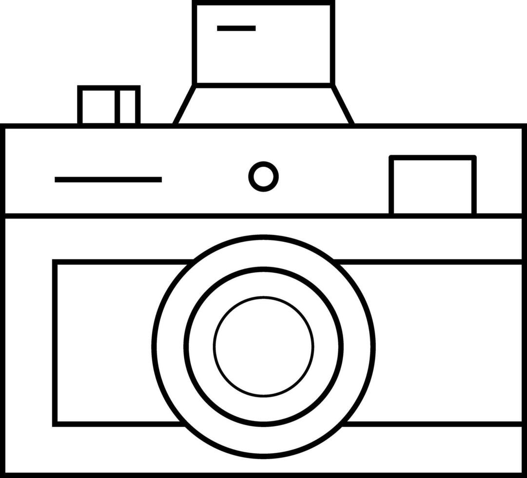 Retro Style Camera Icon Line Art suitable for Photography Projects and Graphic Designs. Minimalist Camera Art. Classic Iconic Symbol in Monochrome. illustration vector