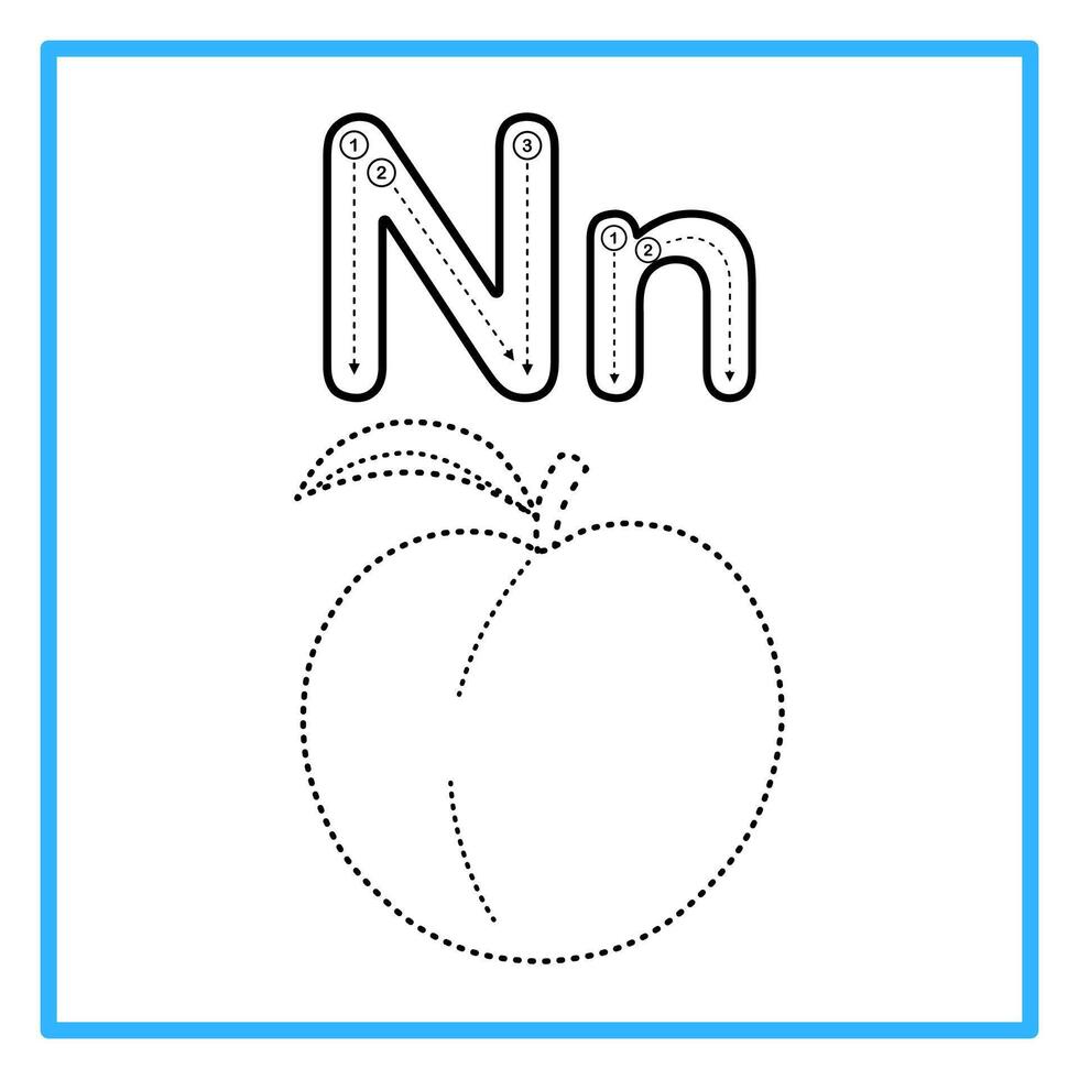 tracing alphabet tracing nectarine illustration vector