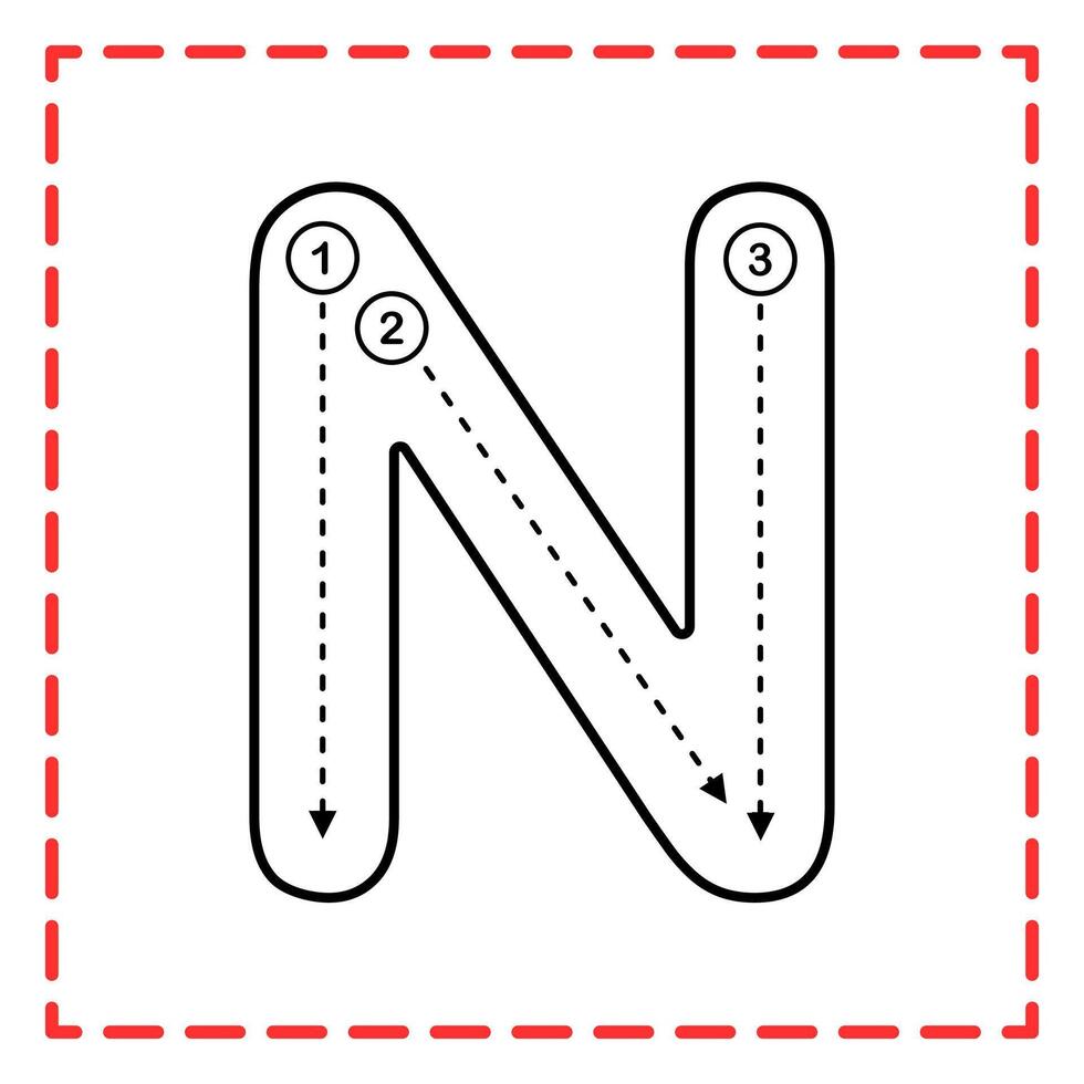 tracing alphabet n illustration vector