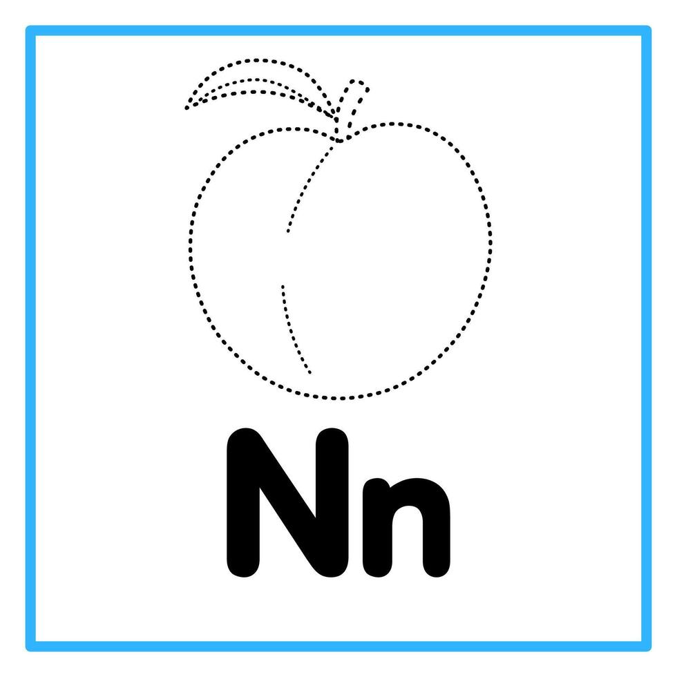 tracing nectarine alphabet n illustration vector