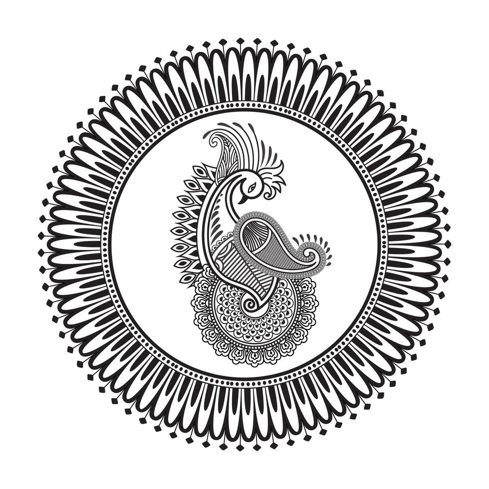 Traditional and Cultural Beautiful pattern design, tattoo design, mandala patterns, Arabic patterns, Rangoli, Alpona, Kolam, Paisley line art. vector
