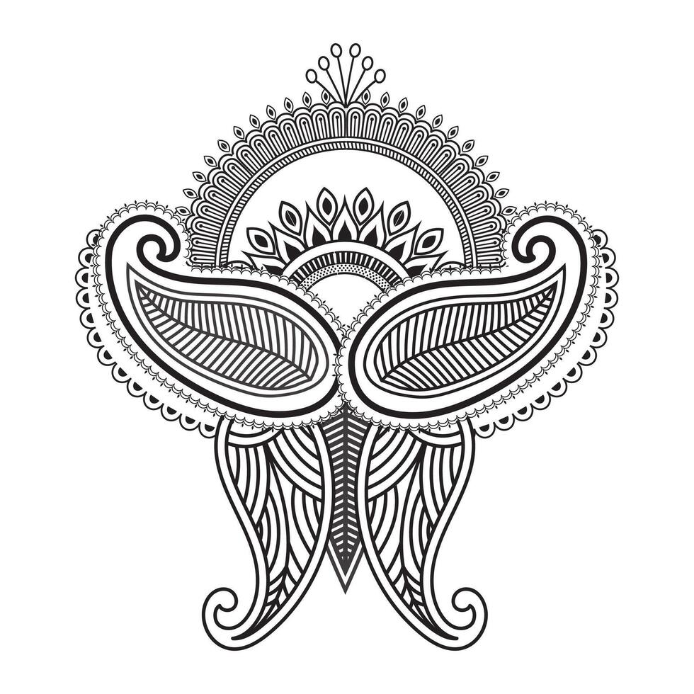 Traditional and Cultural Beautiful pattern design, tattoo design, mandala patterns, Arabic patterns, Rangoli, Alpona, Kolam, Paisley line art. vector