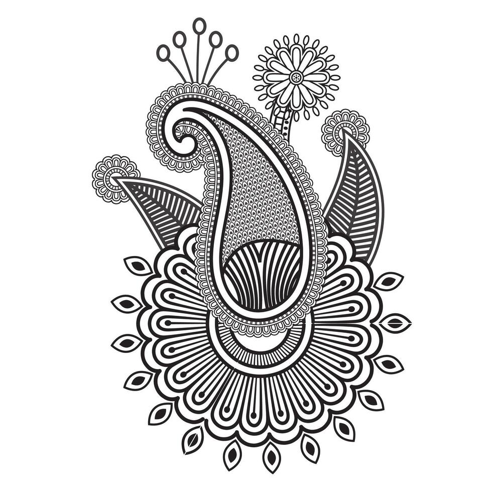 Traditional and Cultural Beautiful pattern design, tattoo design, mandala patterns, Arabic patterns, Rangoli, Alpona, Kolam, Paisley line art. vector