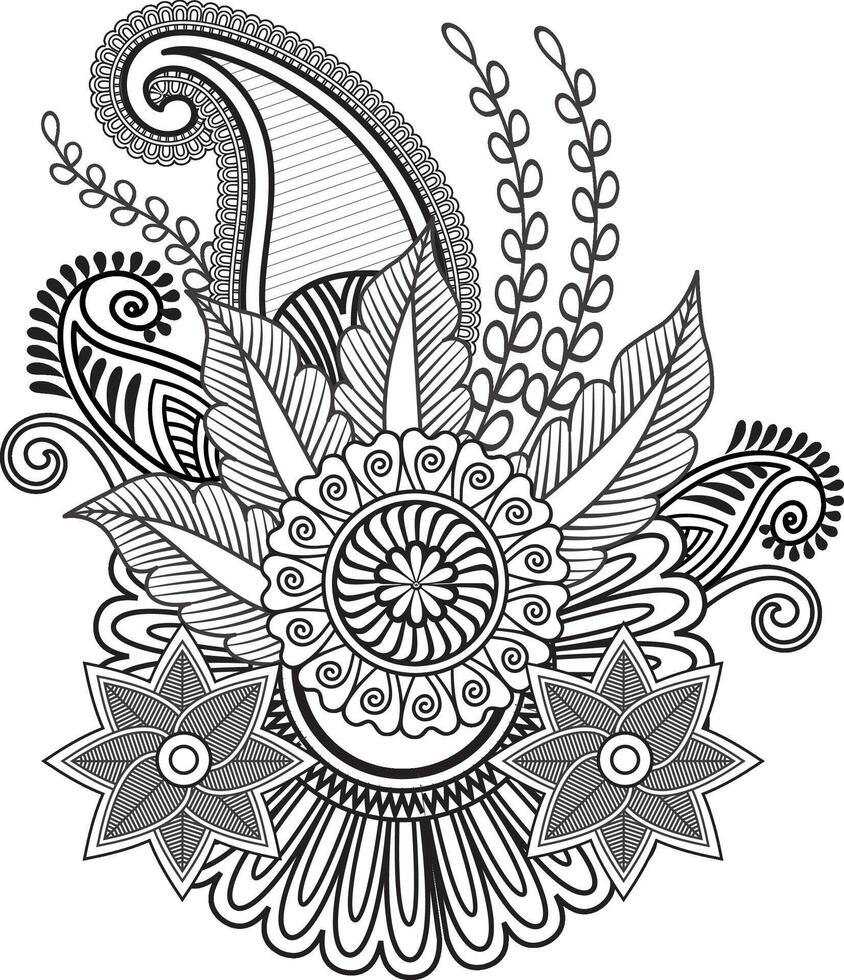 Traditional and Cultural Beautiful pattern design, tattoo design, mandala patterns, Arabic patterns, Rangoli, Alpona, Kolam, Paisley line art. vector